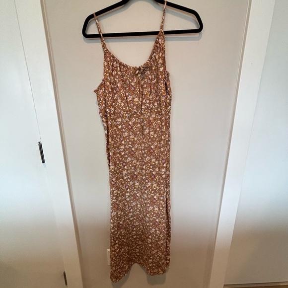 NWT Old Navy Brown Floral Midi Dress Petite M - Picture 1 of 7